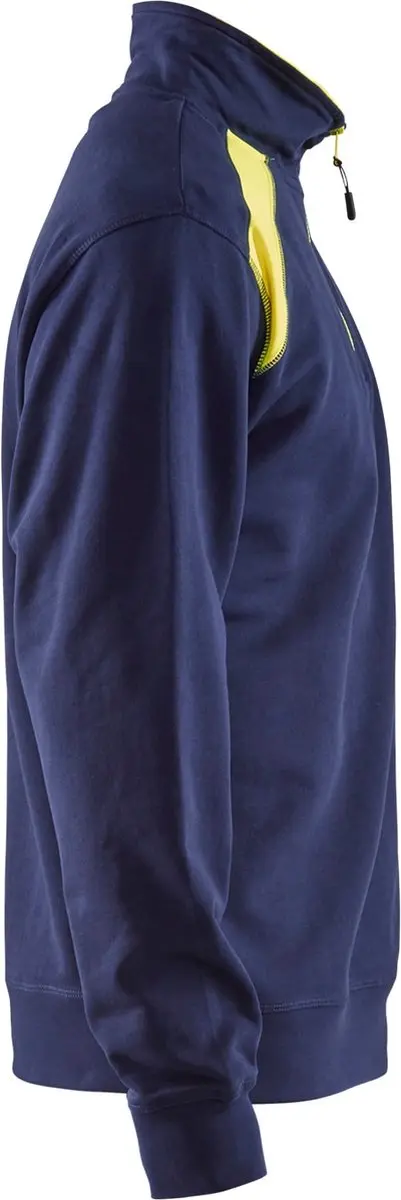 Blåkläder Sweatshirt Bi-color Halve Rits 3353-1158 - Marine/High Vis Geel L