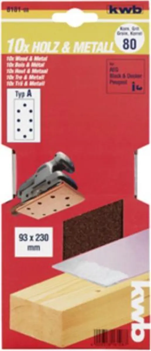 KWB Schuurstrook 93x230mm Korrel 240 - 10 Stuks