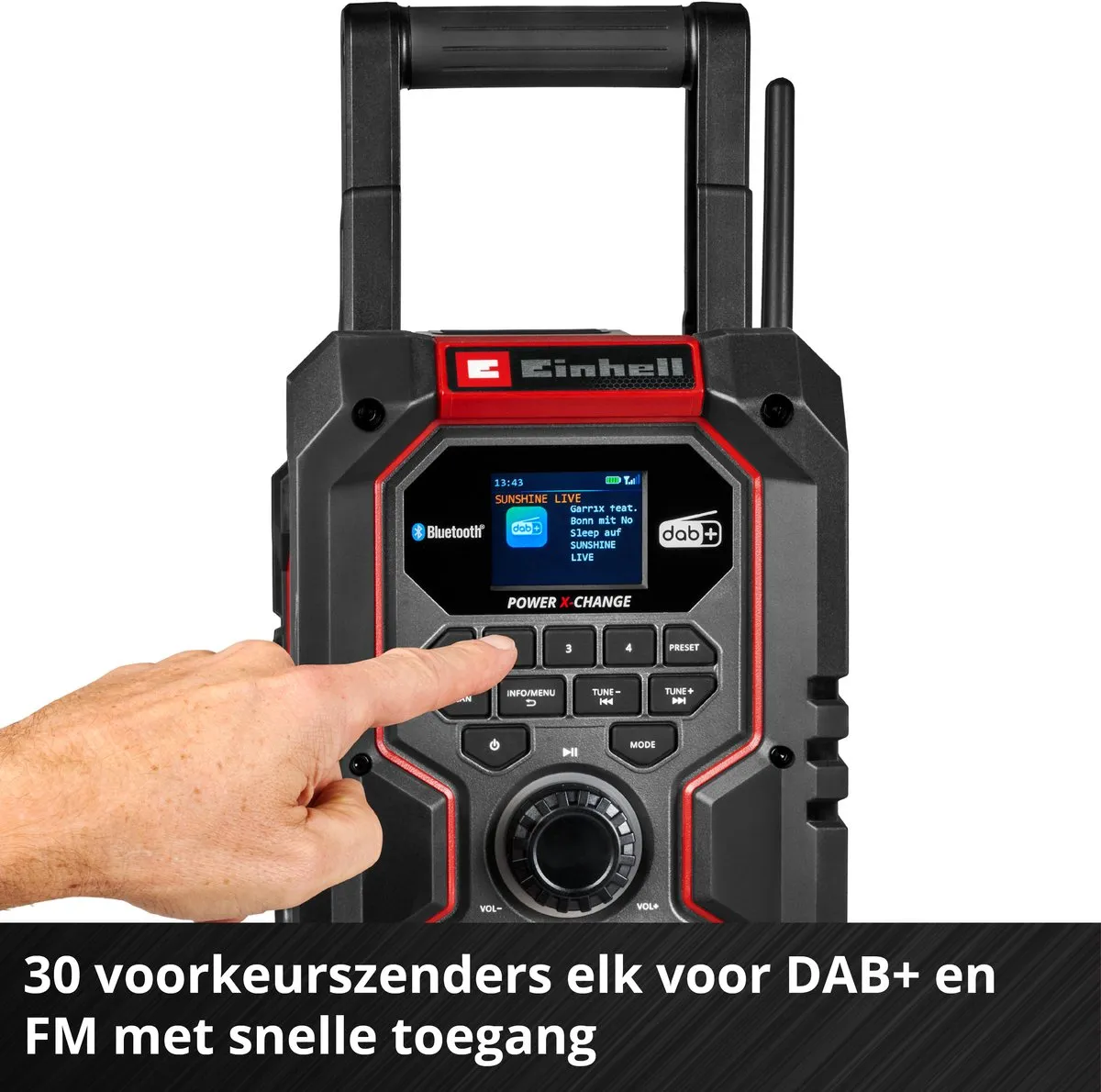 Einhell TE-CR 18 Li DAB+/FM/BT Solo Accu Radio - 2x10W - Rood/Zwart
