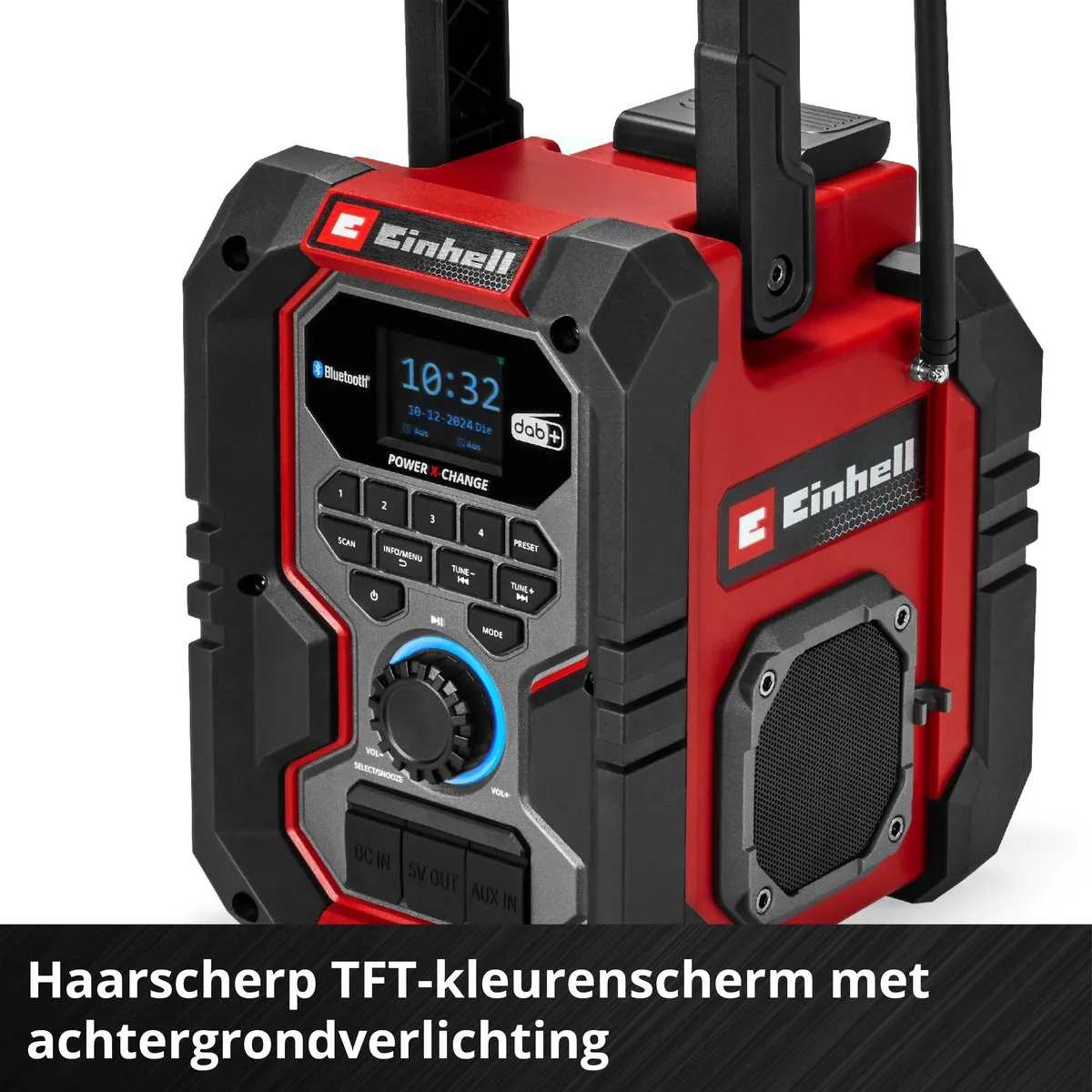 Einhell TE-CR 18 Li DAB+/FM/BT Solo Accu Radio - 2x10W - Rood/Zwart