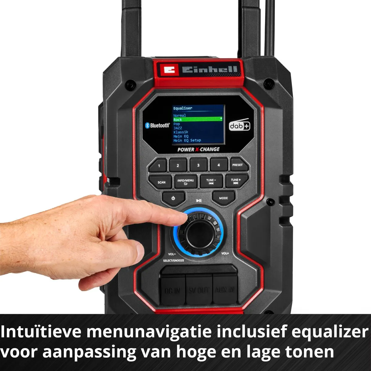 Einhell TE-CR 18 Li DAB+/FM/BT Solo Accu Radio - 2x10W - Rood/Zwart - afbeelding 6 van 6