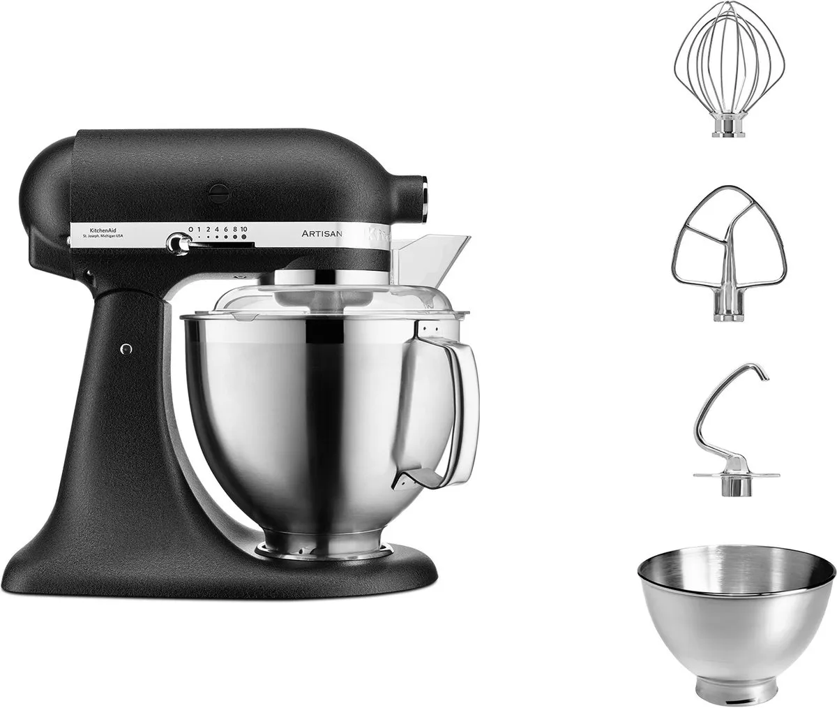 KitchenAid Artisan 5KSM185PSEBK Keukenmachine - 300W - Antraciet - afbeelding 6 van 6
