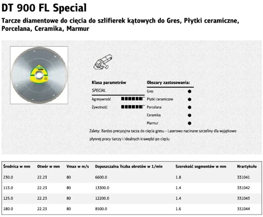 Klingspor DT 900 FL Special Diamantschijf 125mm - Nat snijden