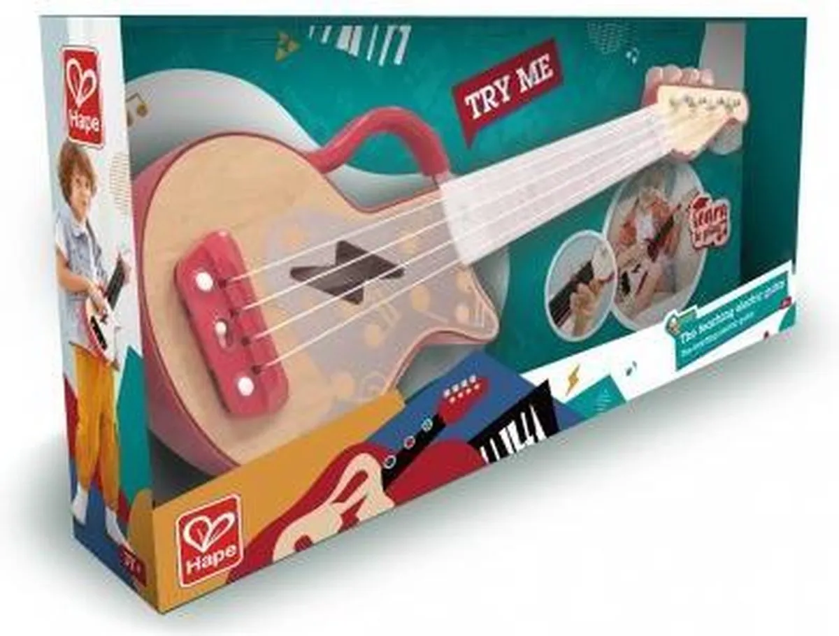Hape Mini-gitaar Elektrische Lern-Ukulele E0624 - Rot