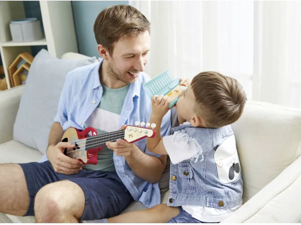 Hape Mini-gitaar Elektrische Lern-Ukulele E0624 - Rot