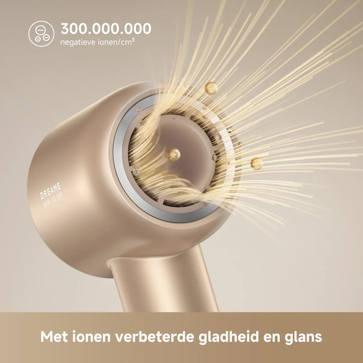 Dreame Hair Glory Mix - Professionele Föhn met Iontechnologie - Geurverspreider en Temperatuursensor - 1600W - Voor Glad, Glanzend en Pluisvrij Haar - Goud