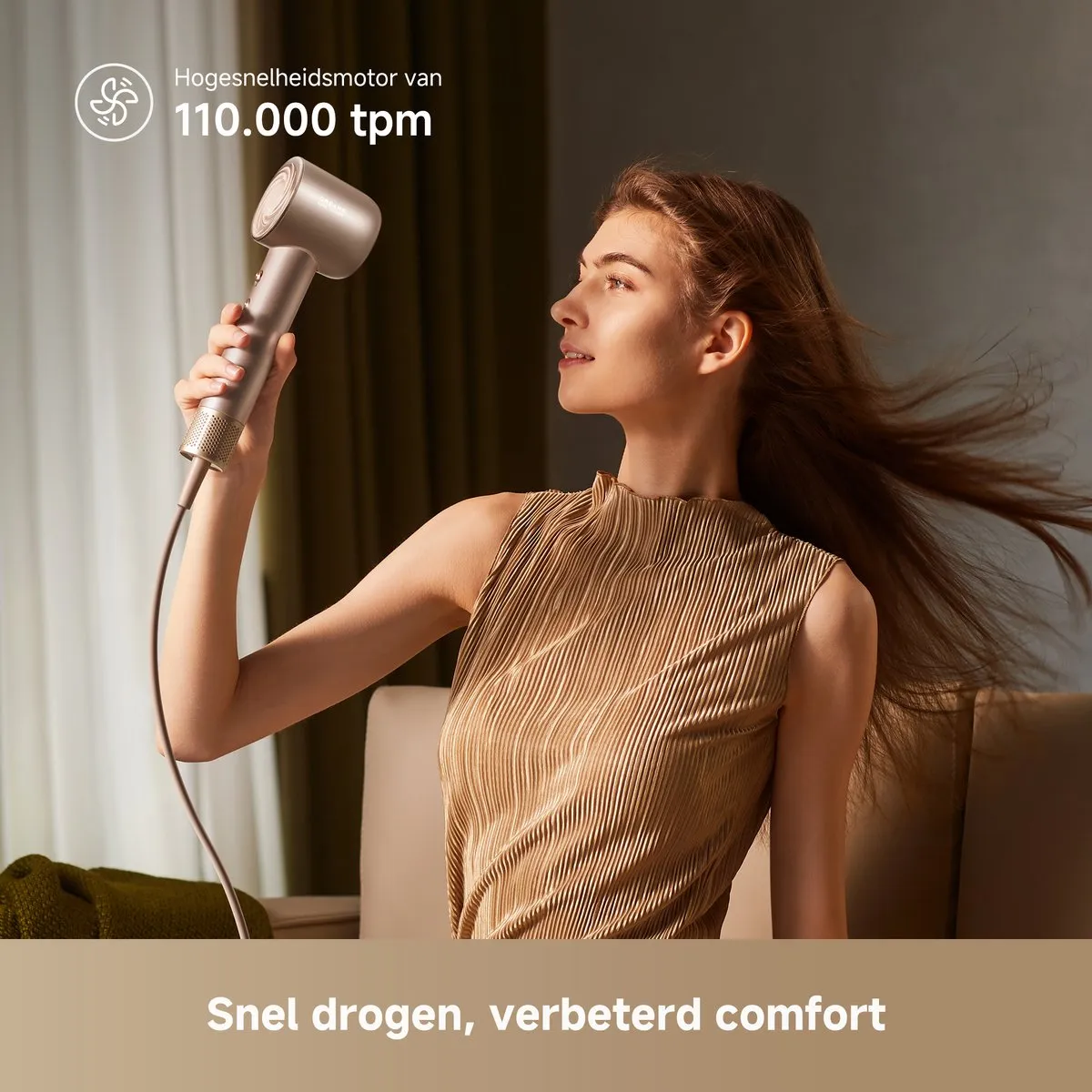 Dreame Hair Glory Mix - Professionele Föhn met Iontechnologie - Geurverspreider en Temperatuursensor - 1600W - Voor Glad, Glanzend en Pluisvrij Haar - Goud