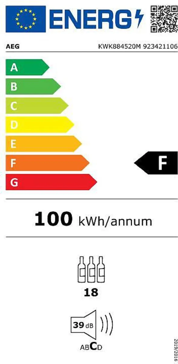 AEG KWE884520M Inbouwwijnkoelkast 49L - 18 Flessen - Roestvrijstaal