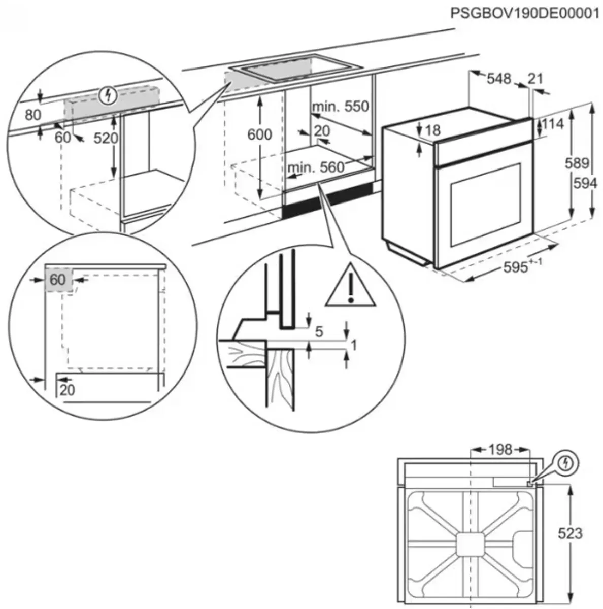 AEG Serie 5000 TU5AB21FSB Inbouwoven 72L - Zwart
