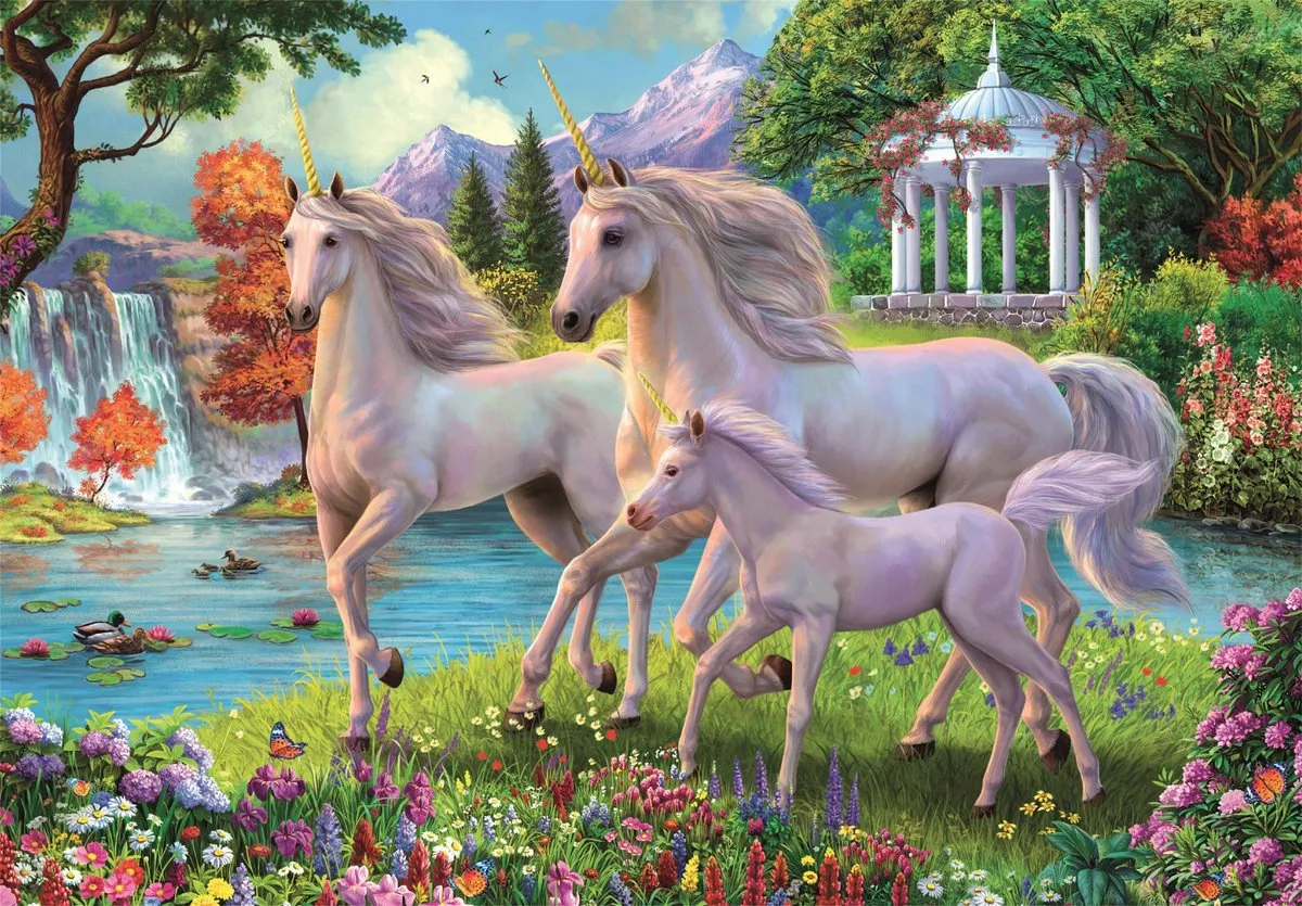 Clementoni Super Eenhoorns bij de Waterval Puzzel 180 Stukjes - Multikleur - afbeelding 2 van 6