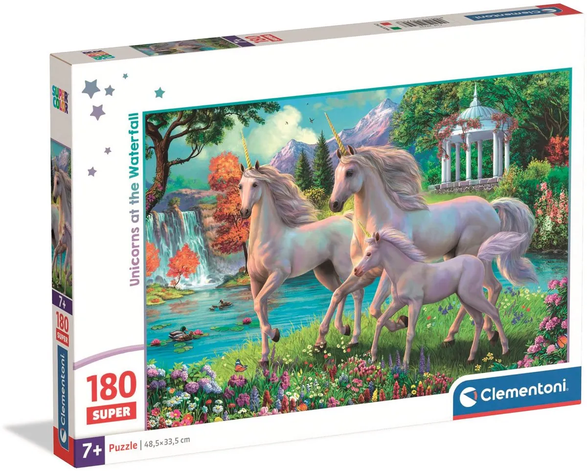Clementoni Super Eenhoorns bij de Waterval Puzzel 180 Stukjes