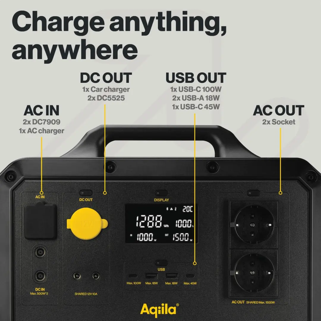 Aqiila Portable Powerstation 1568Wh - 1500W LiFePo4 Generator