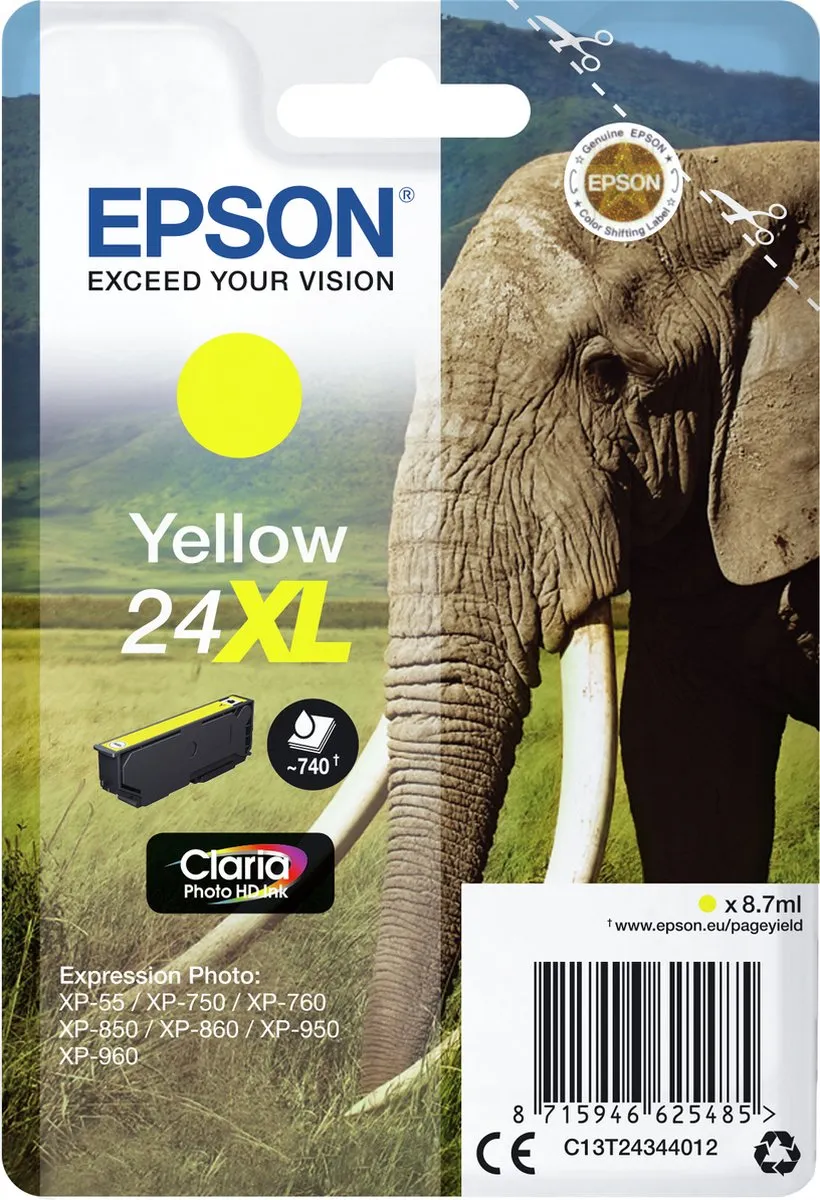 Epson 24XL Geel Inktcartridge C13T24344010 - 740 Pagina's
