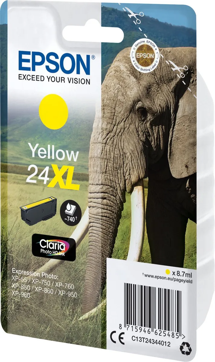 Epson 24XL Geel Inktcartridge C13T24344010 - 740 Pagina's