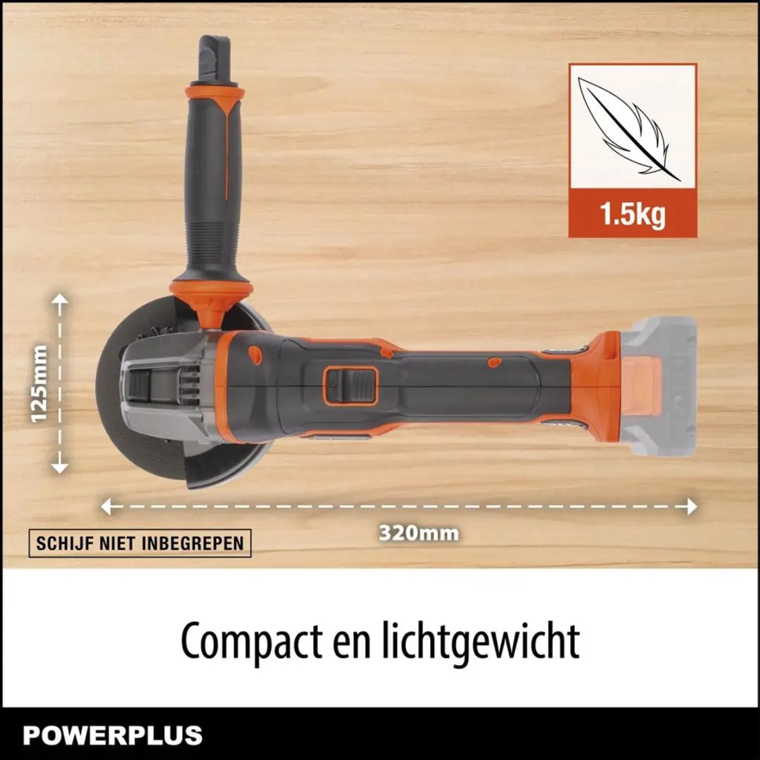 Powerplus POWDP35160 Haakse Slijper - 20V - Ø125mm