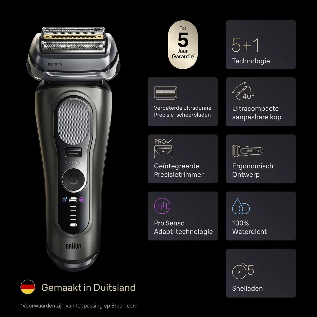 Braun Series 9 PRO+ 9675CC Scheerapparaat - Antraciet