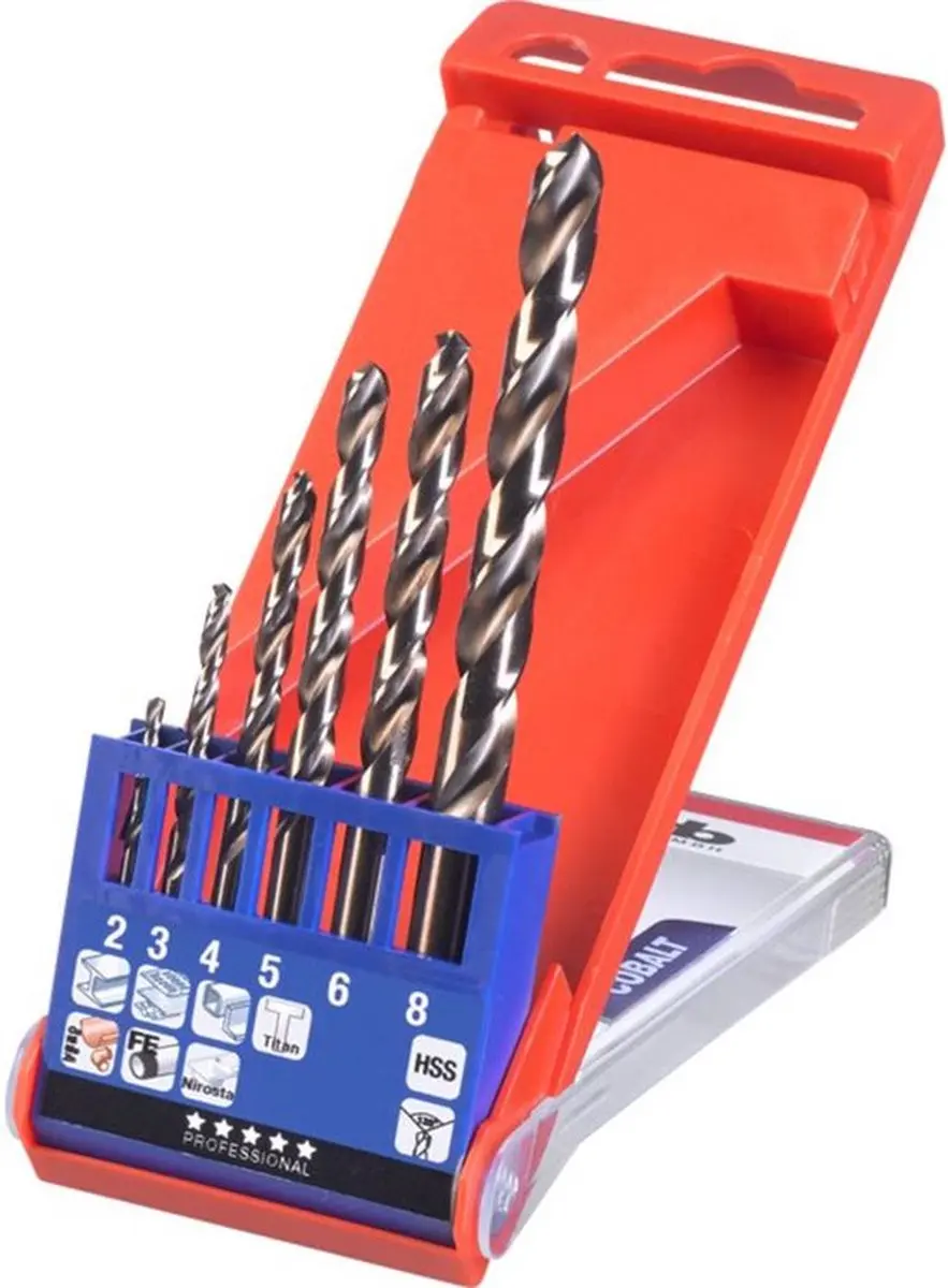 KWB HSS-Co Metaal Spiraalboorset 6-delig 2-8mm M35 DIN 338