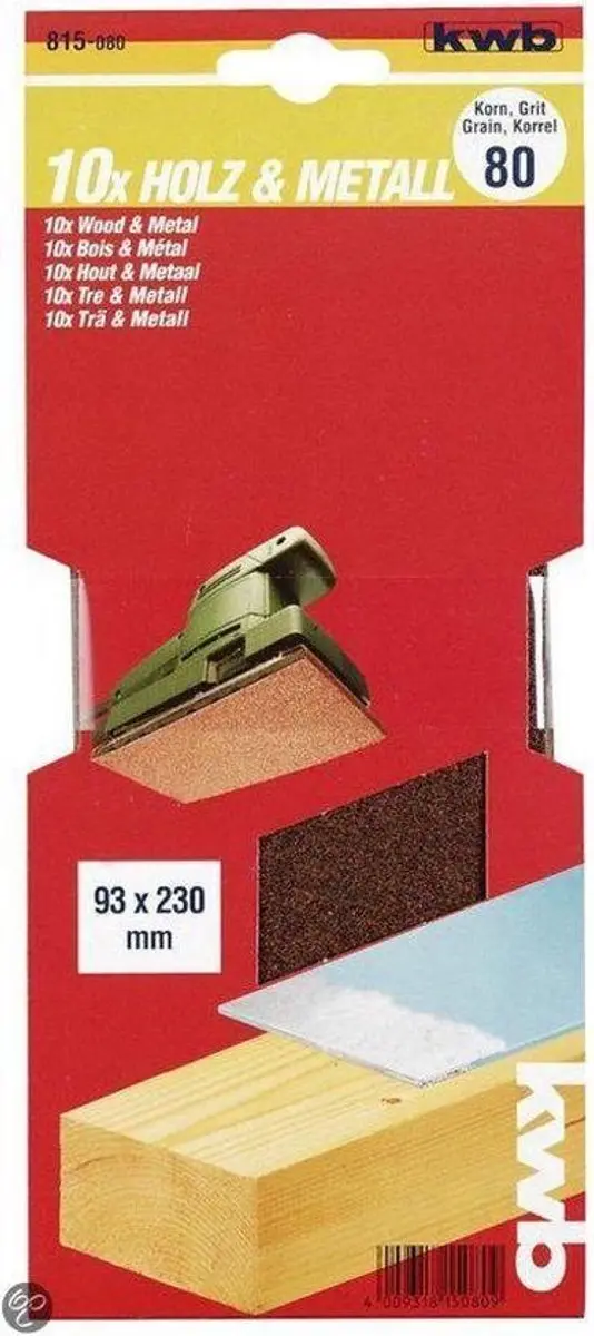 KWB Skandia Schuurstrook Set 10 Stuks - 93x230mm