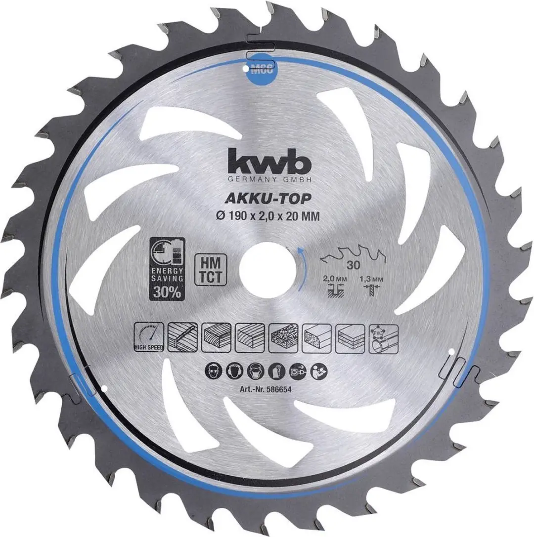 KWB 586654 Hardmetaal-cirkelzaagblad 190x20x1.3mm
