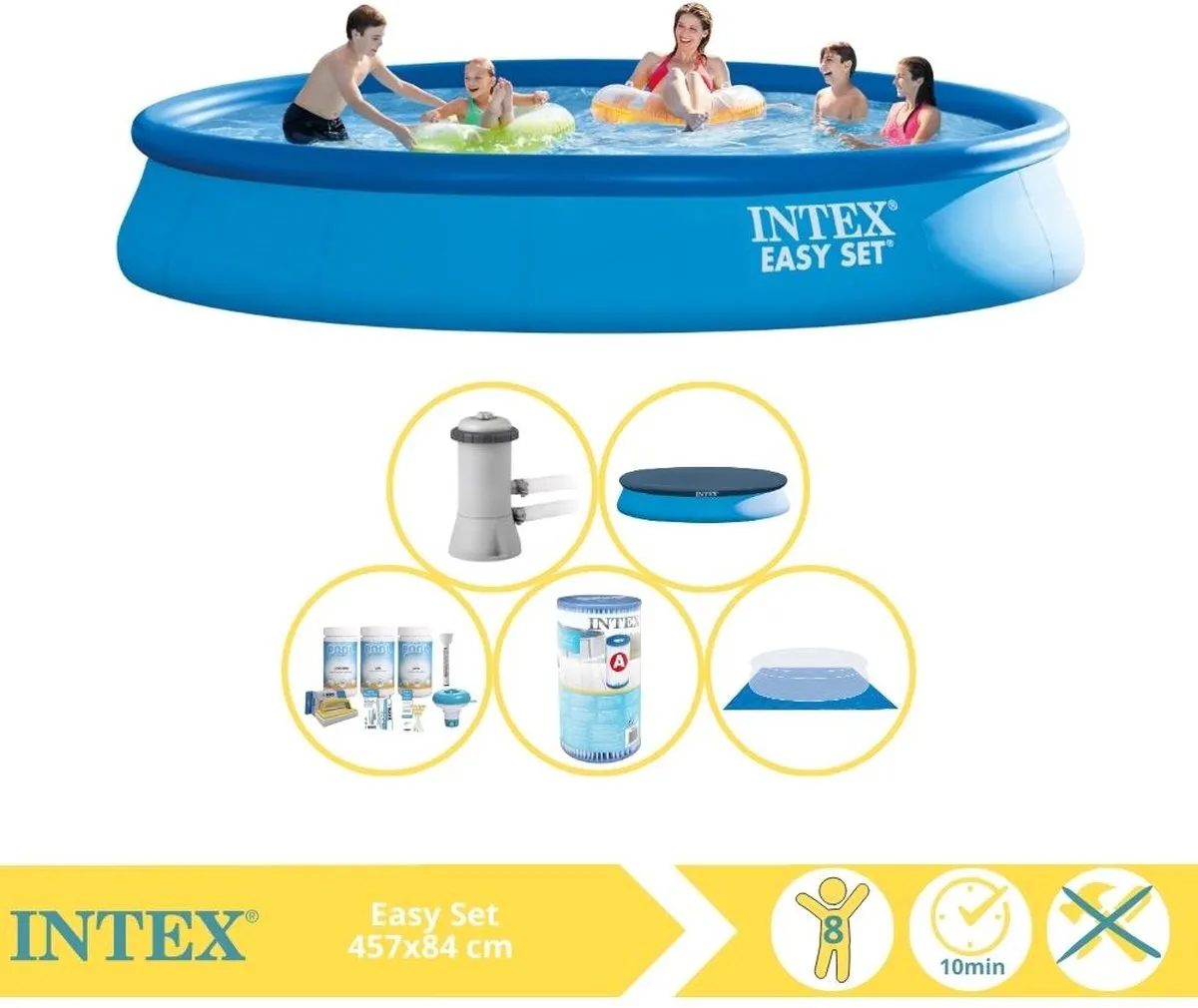 Intex Easy Set Zwembad 457x84cm - 9792L - Blauw - MPN 28158GN