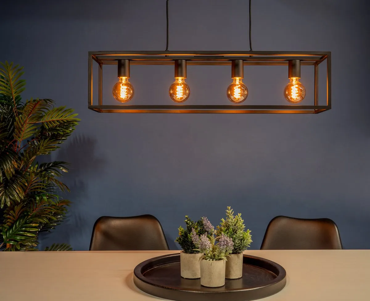 Eglo Eldrick Hanglamp E27 - 100cm - Staal - Zwart