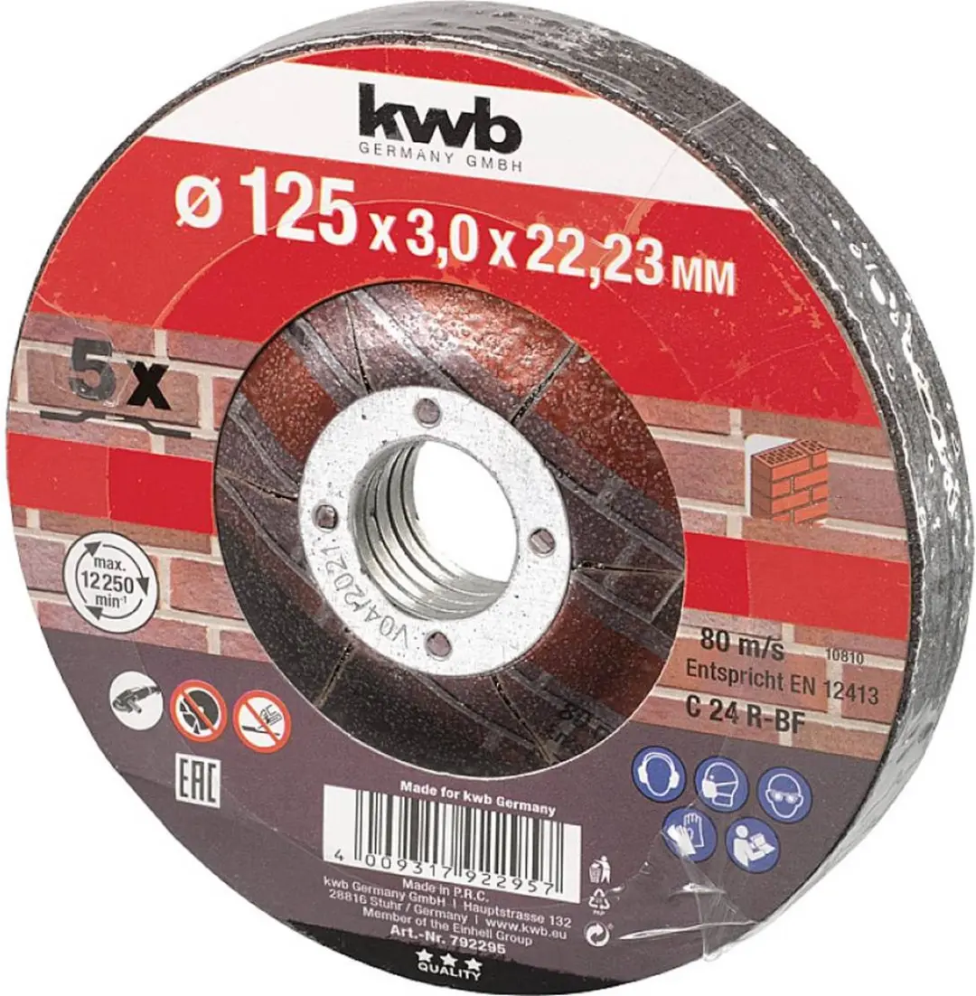 KWB Kraftixx Doorslijpschijf 125mm - 5 Stuks