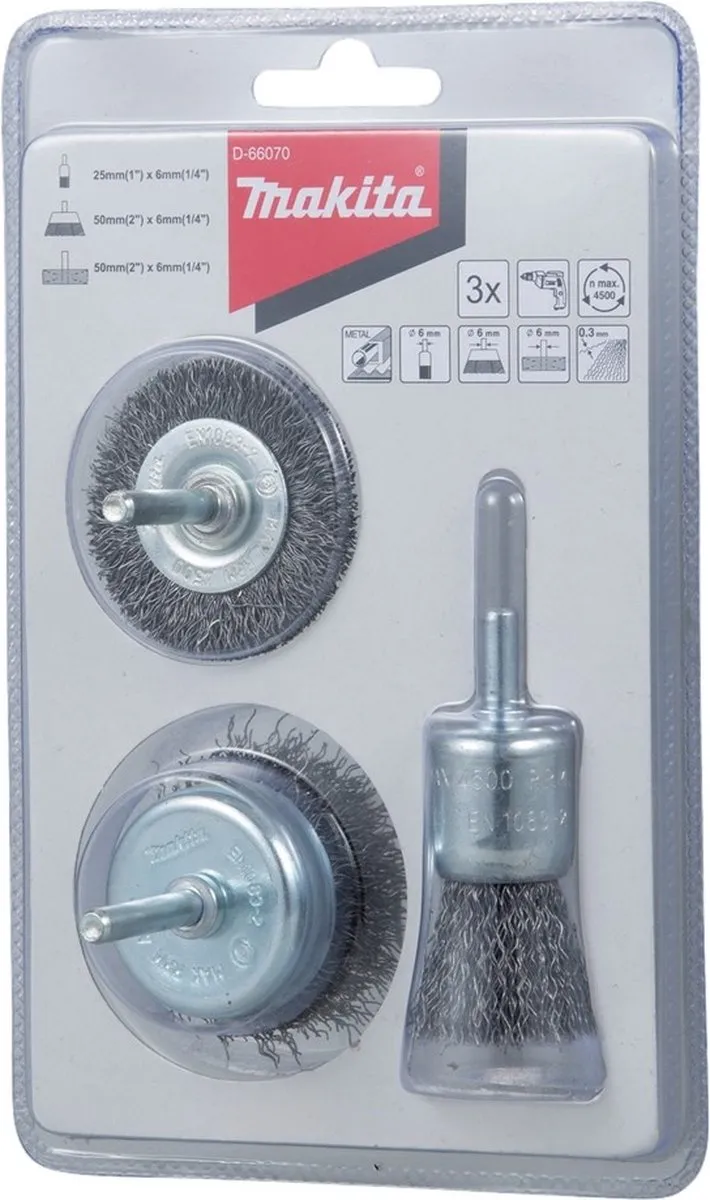 Makita Borstelset D-66070 - 3-delig 6mm