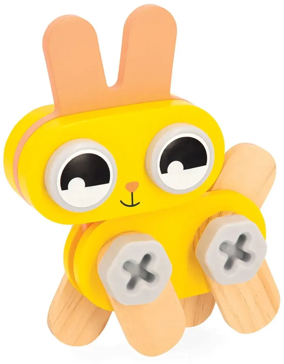 Janod Brico'Kids Kleine Dieren Bouwset - 53 Houten Onderdelen - Multicolor