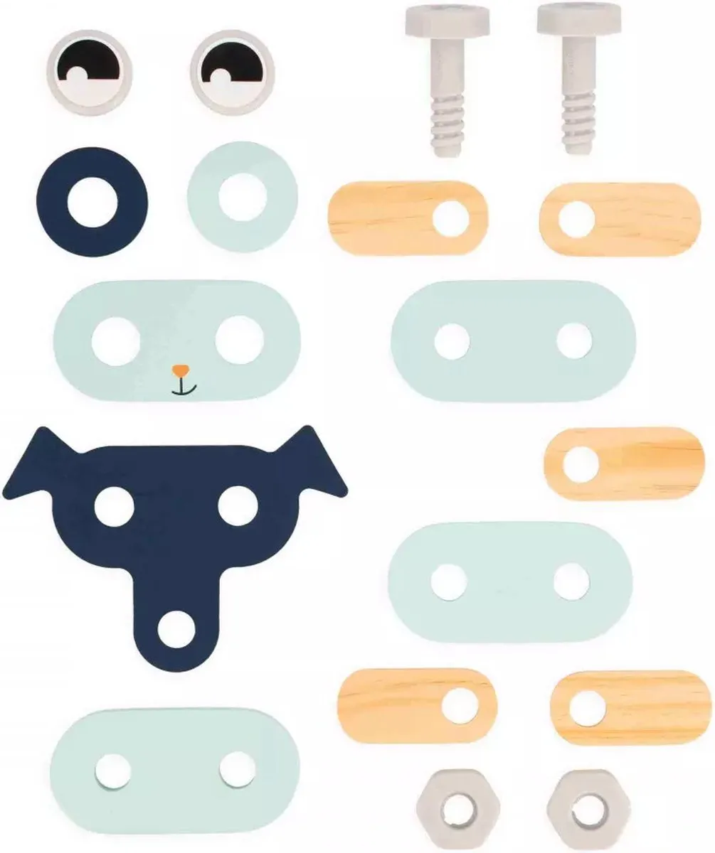Janod Brico'Kids Kleine Dieren Bouwset - 53 Houten Onderdelen - Multicolor