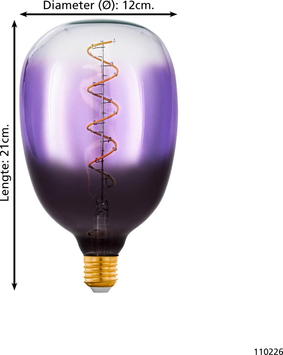Eglo LED Lamp E27 4W - Ø12cm - Paars - 1800K Dimbaar