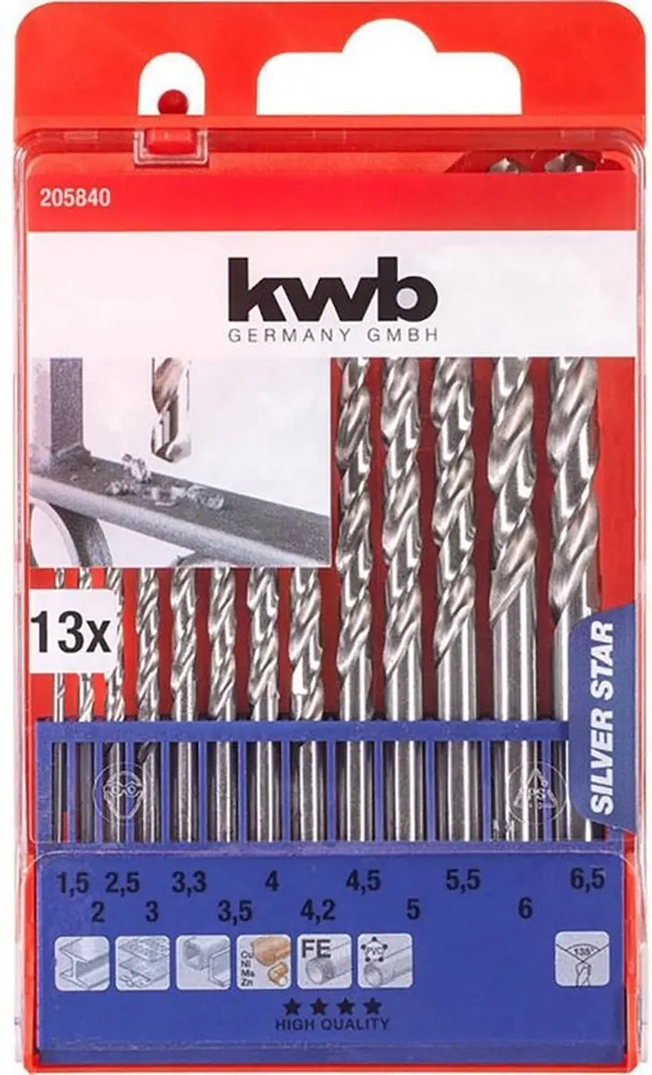 KWB HSS Silverstar Borenset 1,5-6,5mm - Metaal