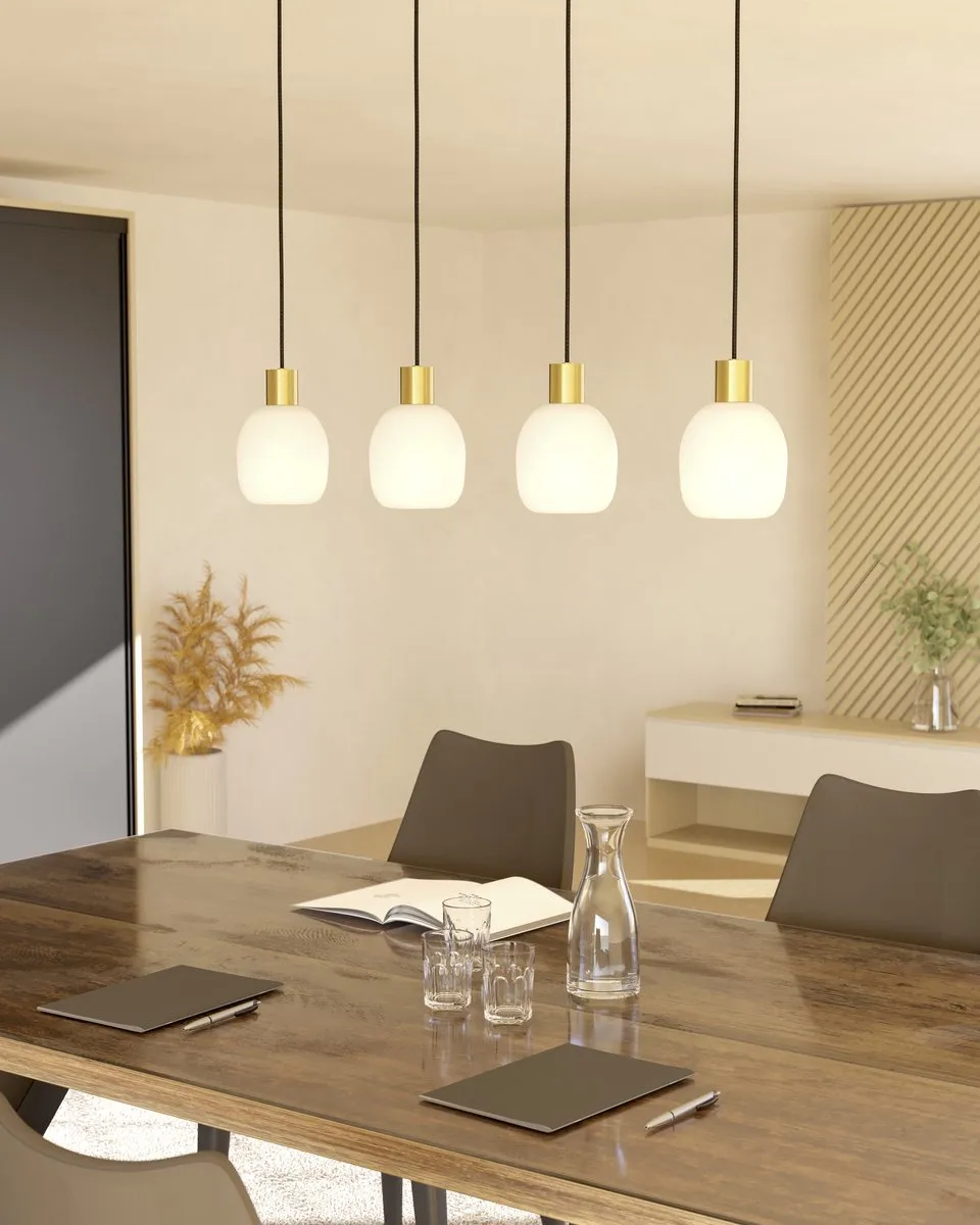 Eglo Manzanares Hanglamp E27 - 4 Lichtpunten - Wit/Goud