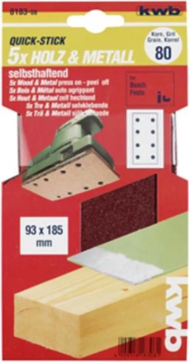 KWB Schuurstrook 120 Korrel 93x185mm - 5 Stuks