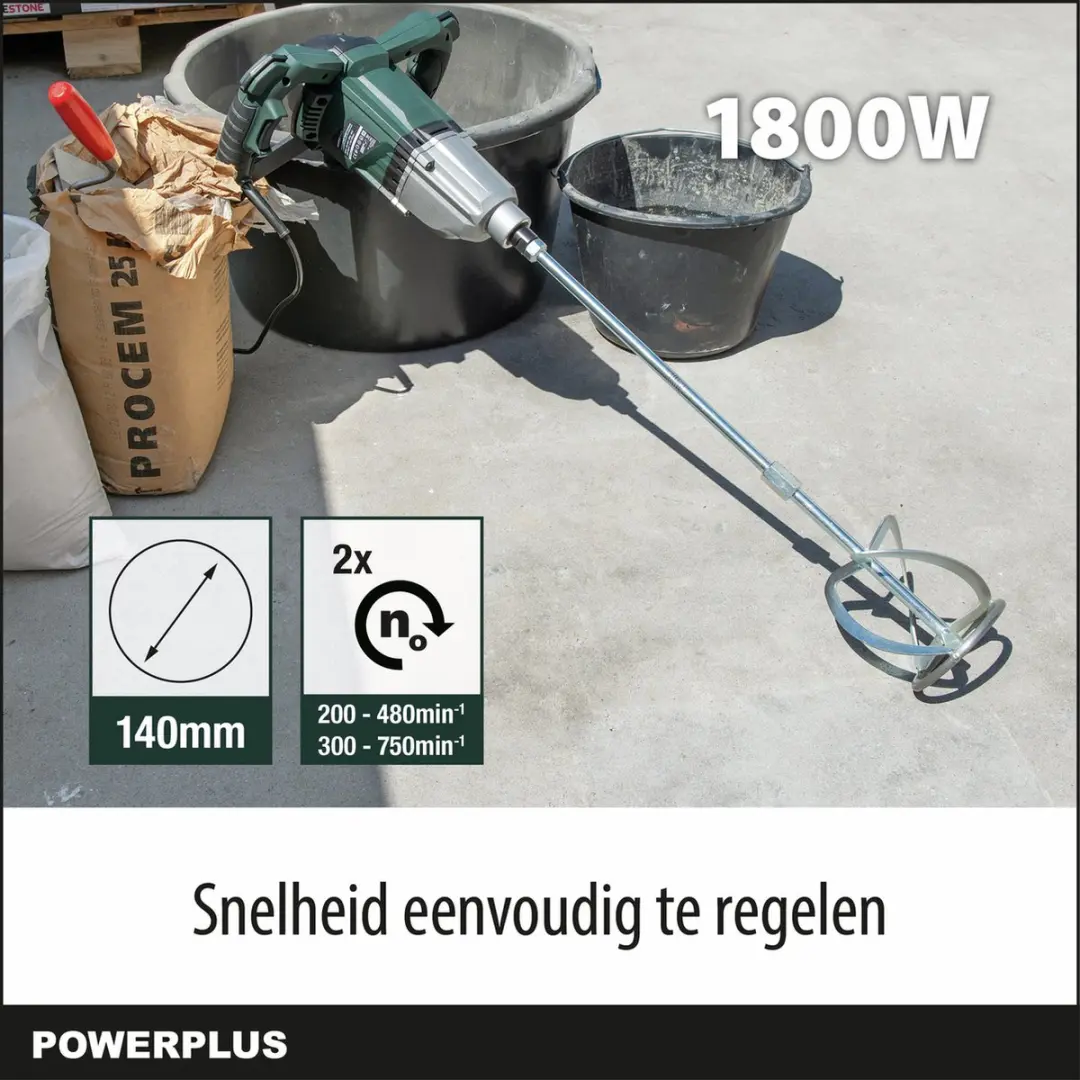 Powerplus POWP6040 Beton/Verfmixer 1800W
