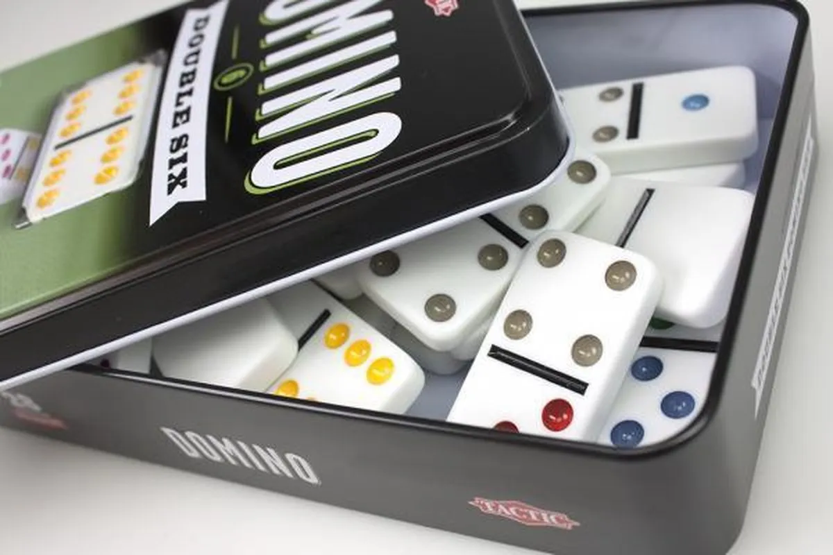 Tactic Domino Double Six - Klassiek Dominospel 28 Stenen - Luxe Tin