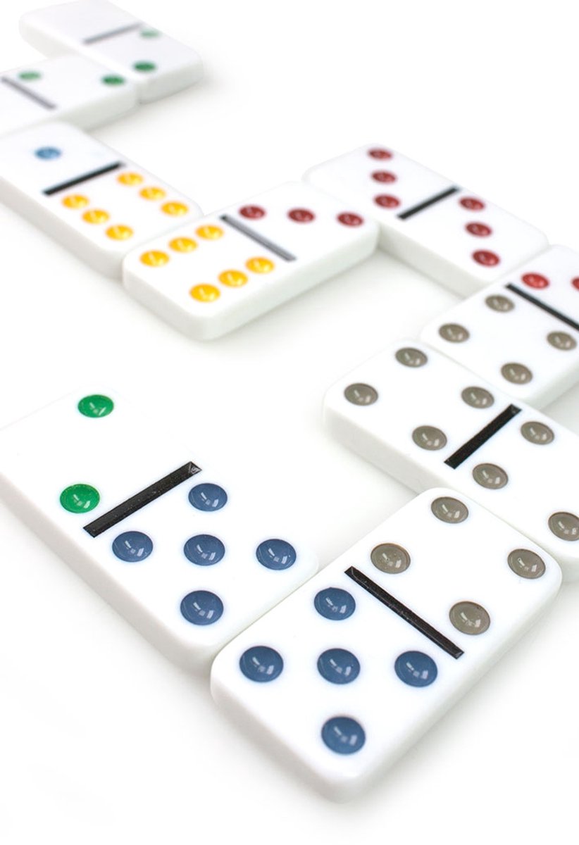 Tactic Domino Double Six – Bordspel – Luxe Tin – Klassiek Dominospel met Gekleurde Stenen – Vanaf 7 Jaar – 2 of Meer Spelers