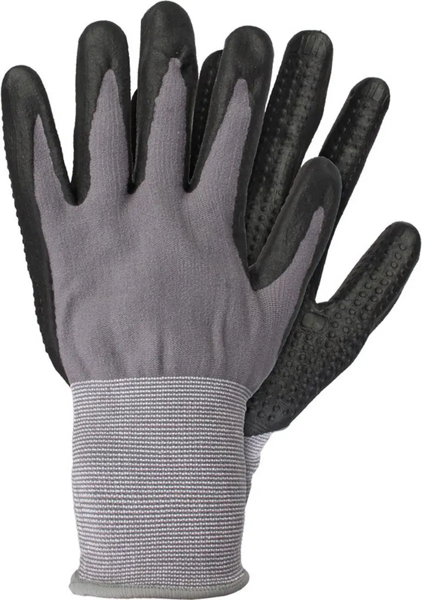 Talen Tools Nylon Werkhandschoenen - Nitril coating - Grijs/Zwart - XL