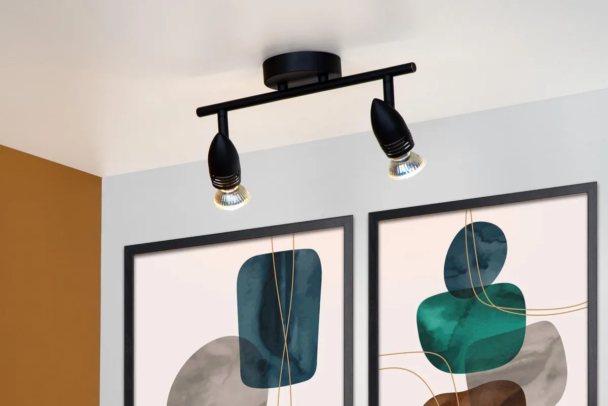 Lucide CARO Plafondspot 2xGU10 - Zwart