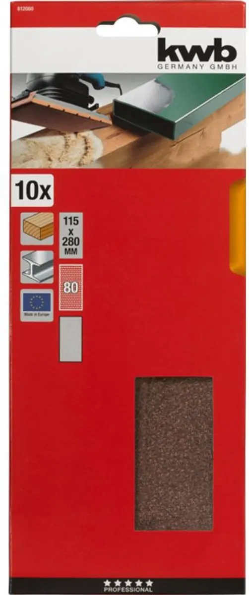 KWB Schuurstrook 115x280mm Korrel 80 - 10 Stuks