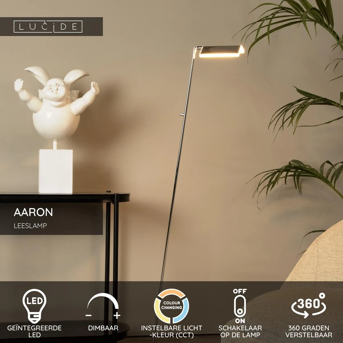 Lucide AARON LED Leeslamp 12W - Mat Goud/Messing
