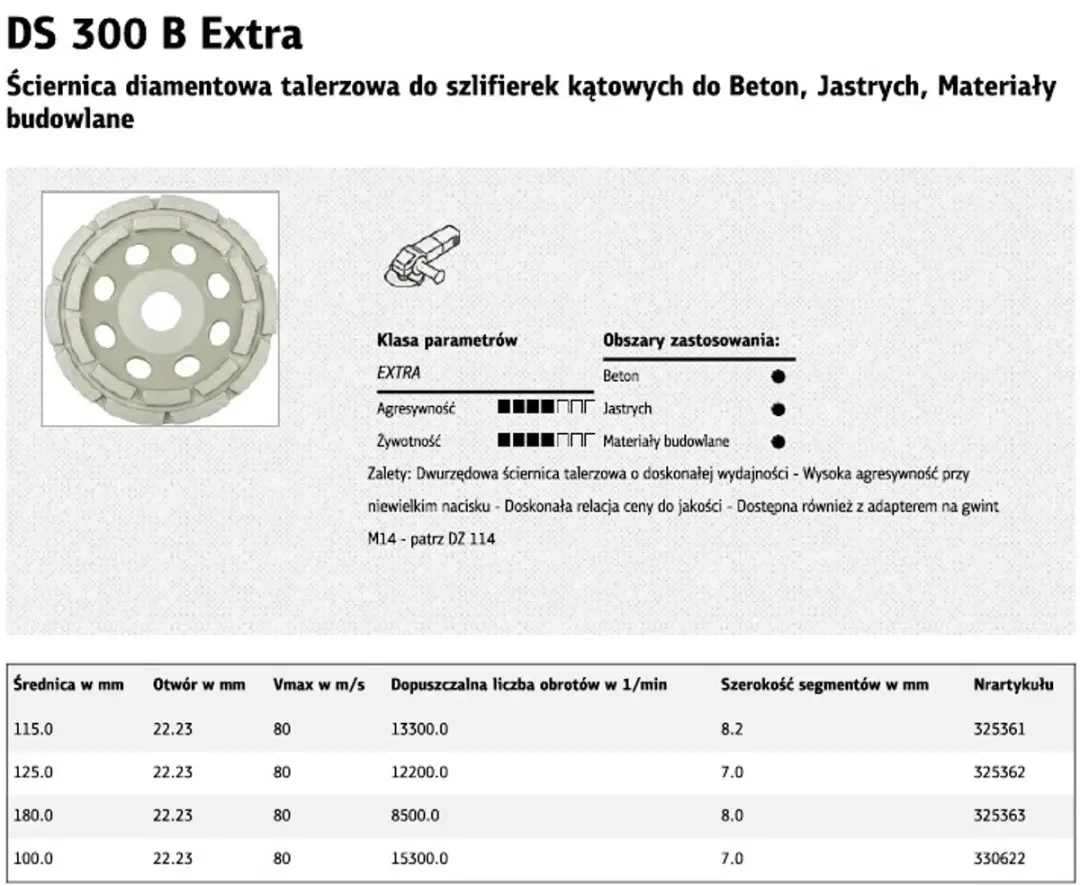 Klingspor DS 300 B Extra Diamantslijpschijf 125mm - Beton
