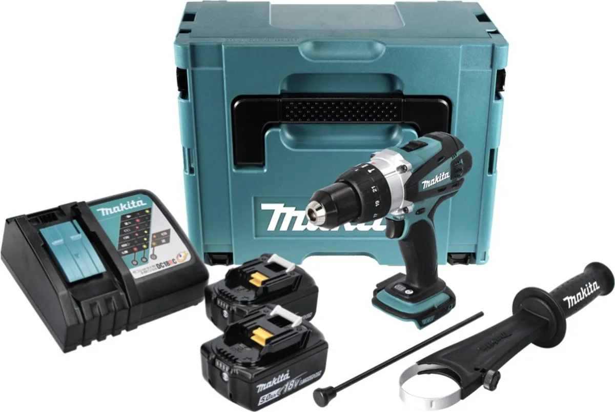 Makita DHP458RTJ Klopboormachine 18V - 2x 5,0Ah + Oplader + Makpac - afbeelding 4 van 5