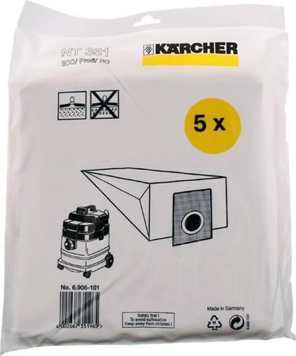 Kärcher NT351 Stofzuigerzakken - 5 Stuks