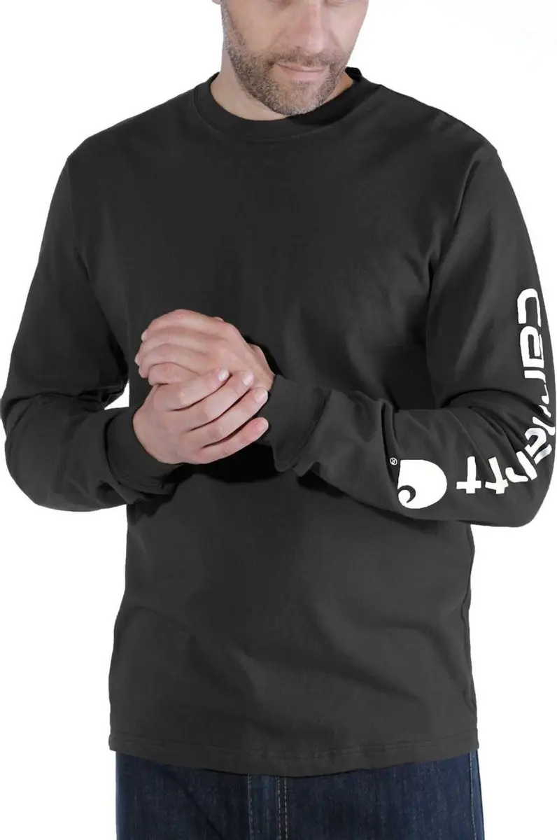 Carhartt Logo Long Sleeve T-Shirt XXL - Zwart