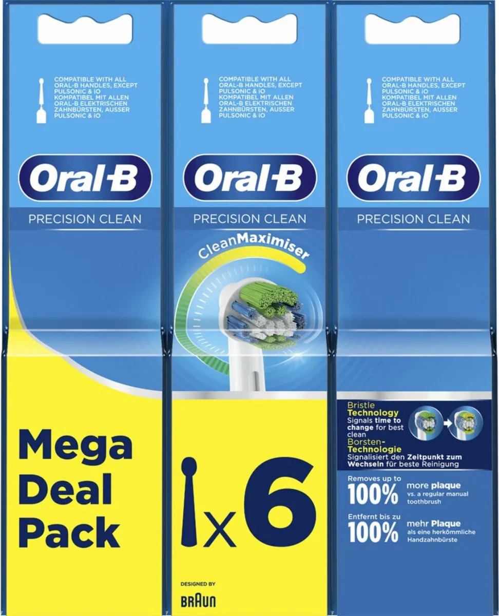 Oral-B Precision Clean Opzetborstels 6 Stuks - Geel
