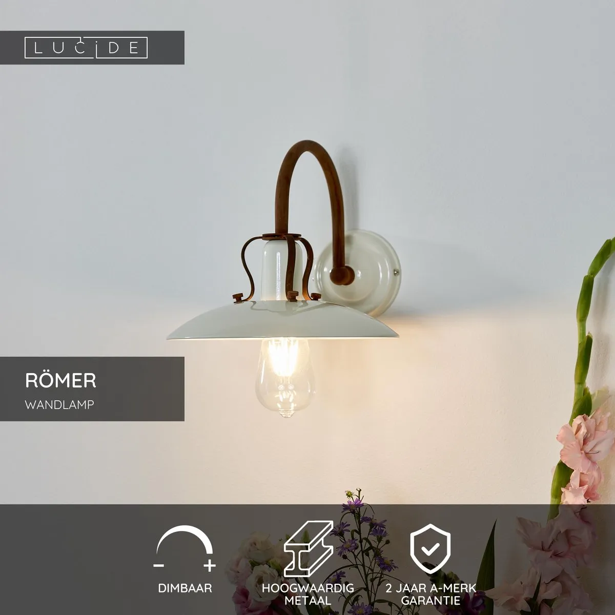 Lucide RÖMER Wandlamp E27 - Beige