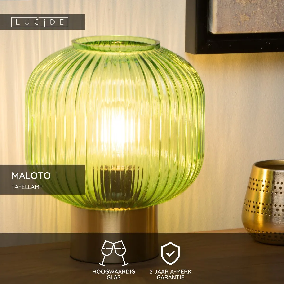 Lucide Maloto Tafellamp Ø20cm Groen