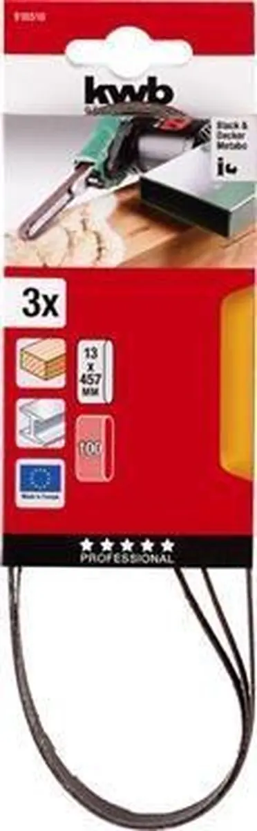 KWB Schuurband 13x457mm Korrel 100 - 3 Stuks - afbeelding 6 van 6