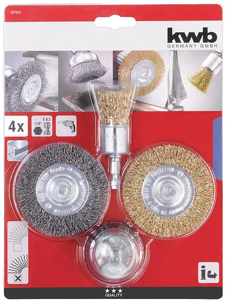 KWB Draadborstelset 597520 - 4 Stuks