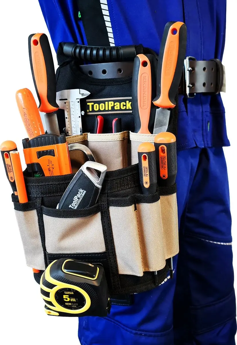 Toolpack 360.067 Heavy Duty Gereedschapstas 22x36cm - Zwart/Bruin